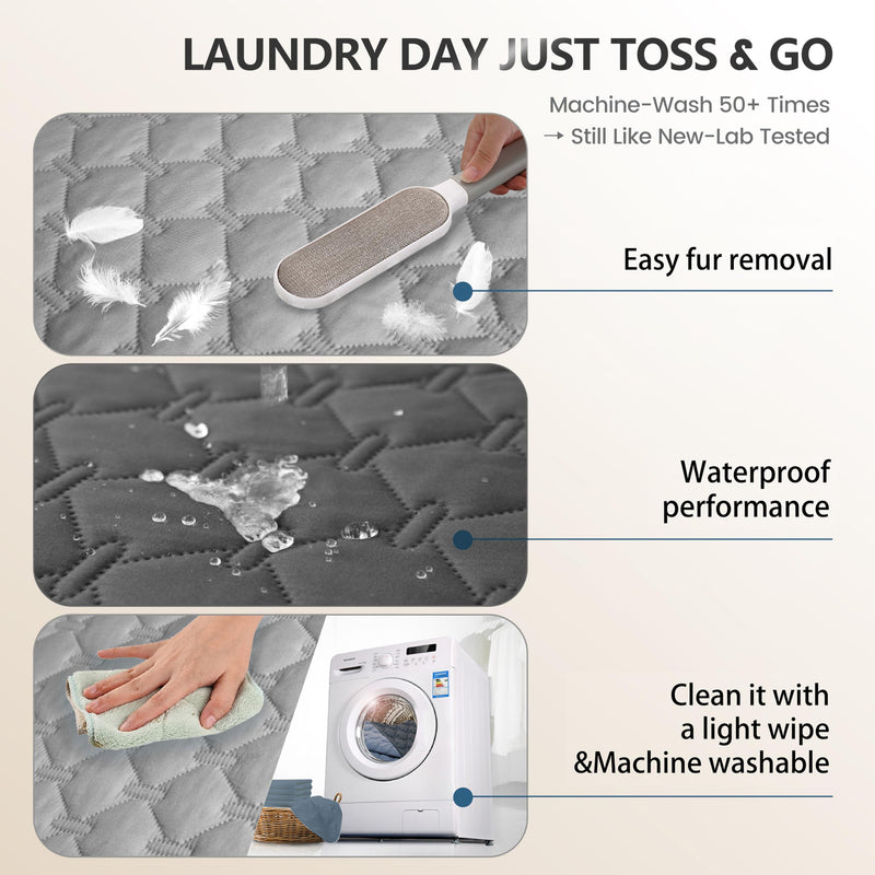 gogobunny 3X Stronger Waterproof Pet Blanket, Scratch Proof Furniture Protector for Dogs Cats, Reversible Cover 52x82 Inch, Dark Grey/Light Grey 52x82 Inch (Pack of 1) - PawsPlanet Australia