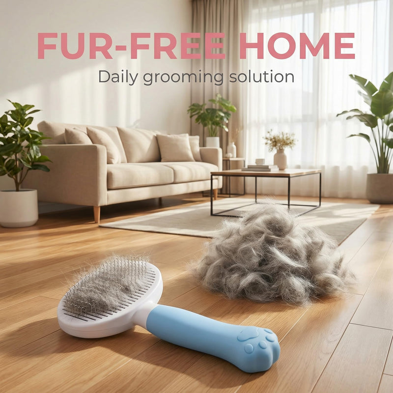 Cat Brush for Shedding for Indoor Cats & Dog Brush for Shedding - Perfect for Long & Short Haired Pets,Pet Brush for Dogs and Cats - Deshedding & Grooming Tool (Blue) Blue