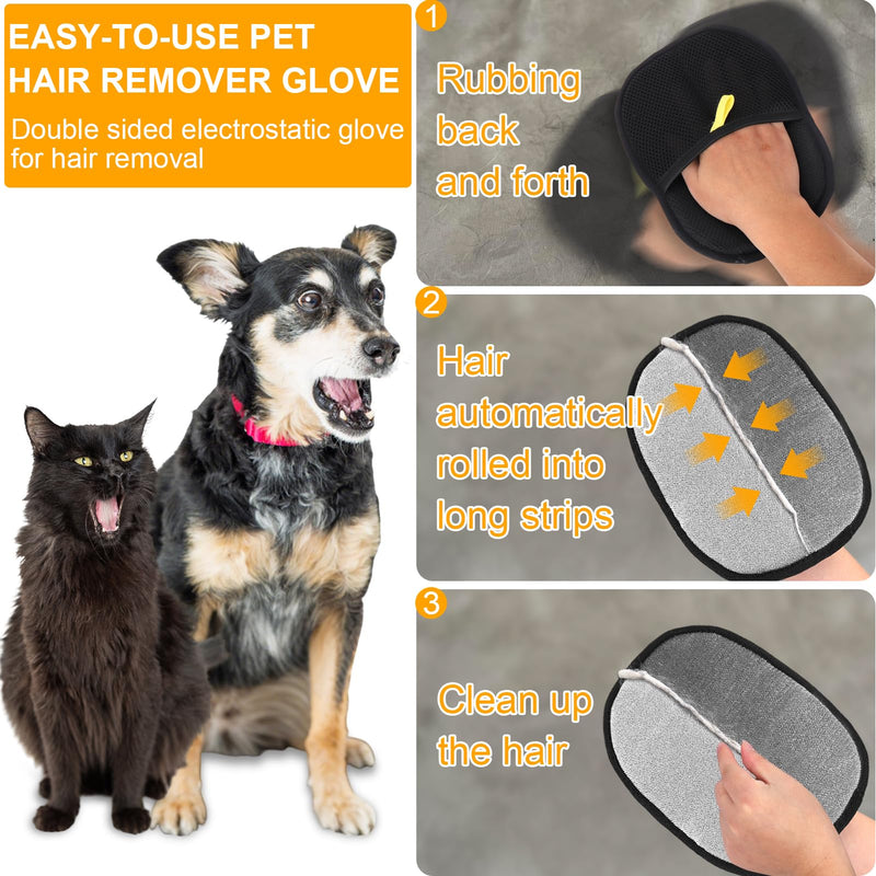 AIERSA Pet Hair Removal Tool, Static Removal Gloves for Pet Hair, Dog and Cat Hair Remover Set for Couch, Clothes, Car Detailing, Carpet, Bed, Bedding, Furniture - PawsPlanet Australia