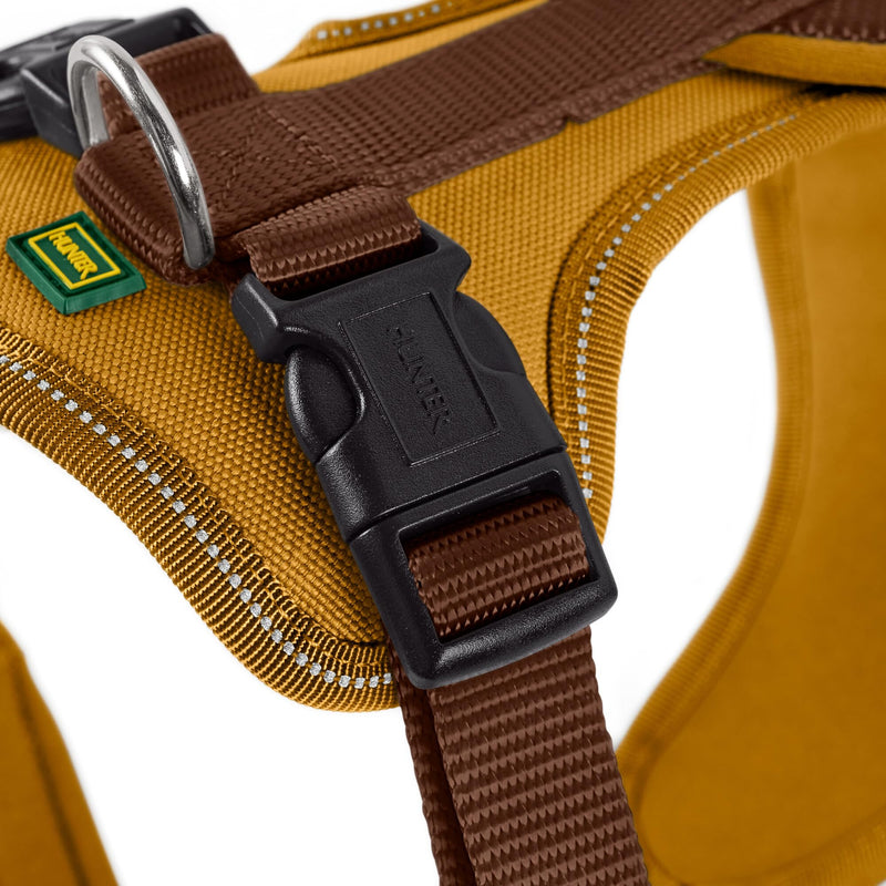 HUNTER NEOPREN dog harness, nylon, padded with neoprene, for sport and leisure,brown / caramel, nylon, neoprene,45-57,S 45-57 brown / caramel, nylon, neoprene - PawsPlanet Australia