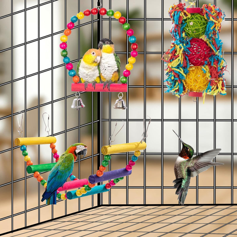 6pcs Parakeet Toy Cockatiel Toys Swing Hanging, Parrot Chewing Shredding Foraging Bird Toys with Rope Perch for Parakeets, Lovebirds, Conures, Cockatiels, Budgies - PawsPlanet Australia
