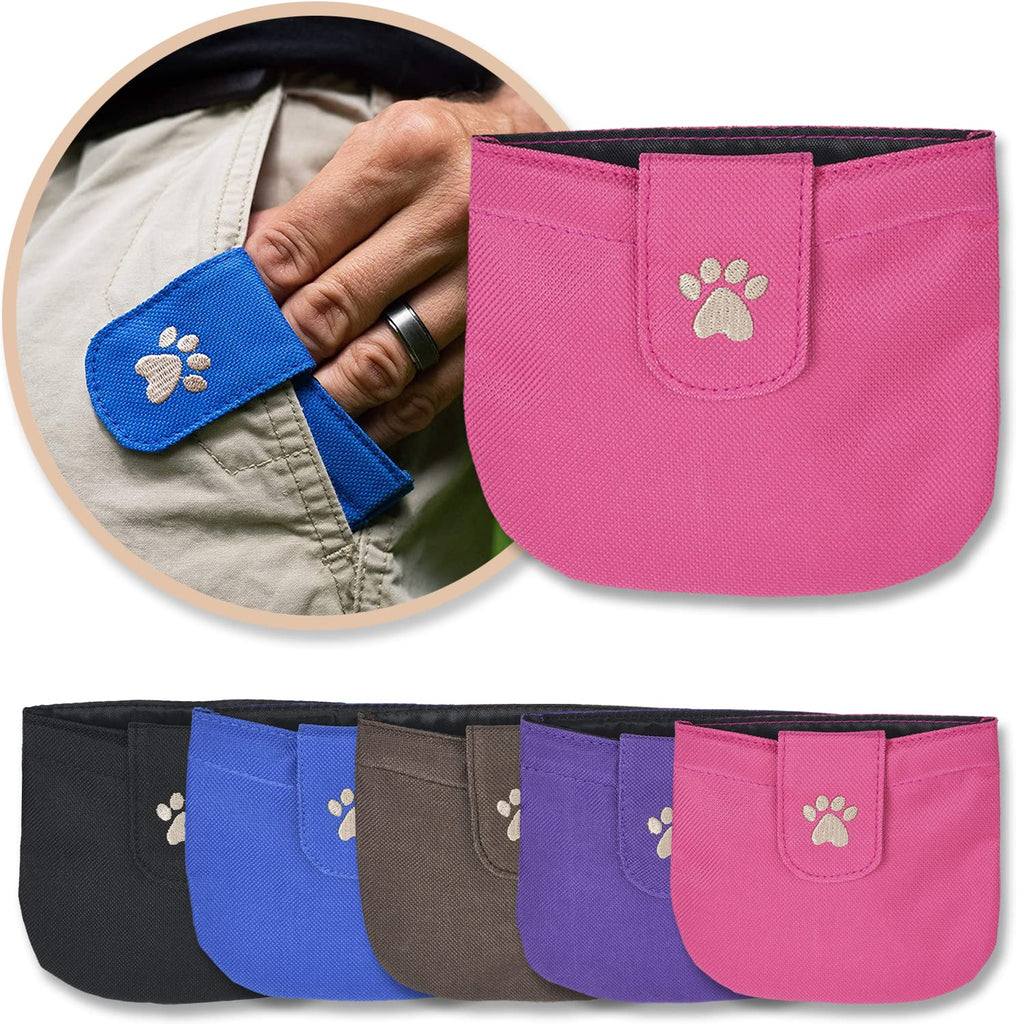 Dog Treat Pouch, Pink Pocket Sized Training Treat Pouch - Lightweight Dog Treat Holder with Magnetic Flap for Stability, Perfect Dog Accessories, Made of Durable Nylon, Machine Washable