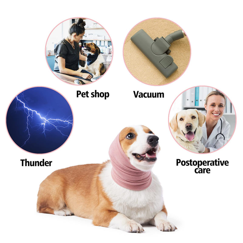 PUMYPOREITY Calming Dog Ears Cover, Dog Ear Muffs Noise Protection, Dog Ear Protection for Anxiety Relief, Dog Calming Hood, Dog Headband for Anxiety, Ear Muffs for Dogs and Cats,Pink,L Large (Pack of 1) Pink - PawsPlanet Australia