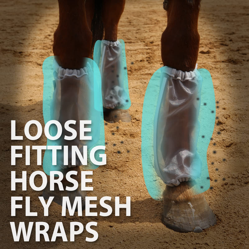 Universal Size Horse Leggings Fine Mesh Horse Fly Boots Greatly Reduce Stomping Breathable Horse Boots Leg Wraps (Set of 4) Silver - PawsPlanet Australia