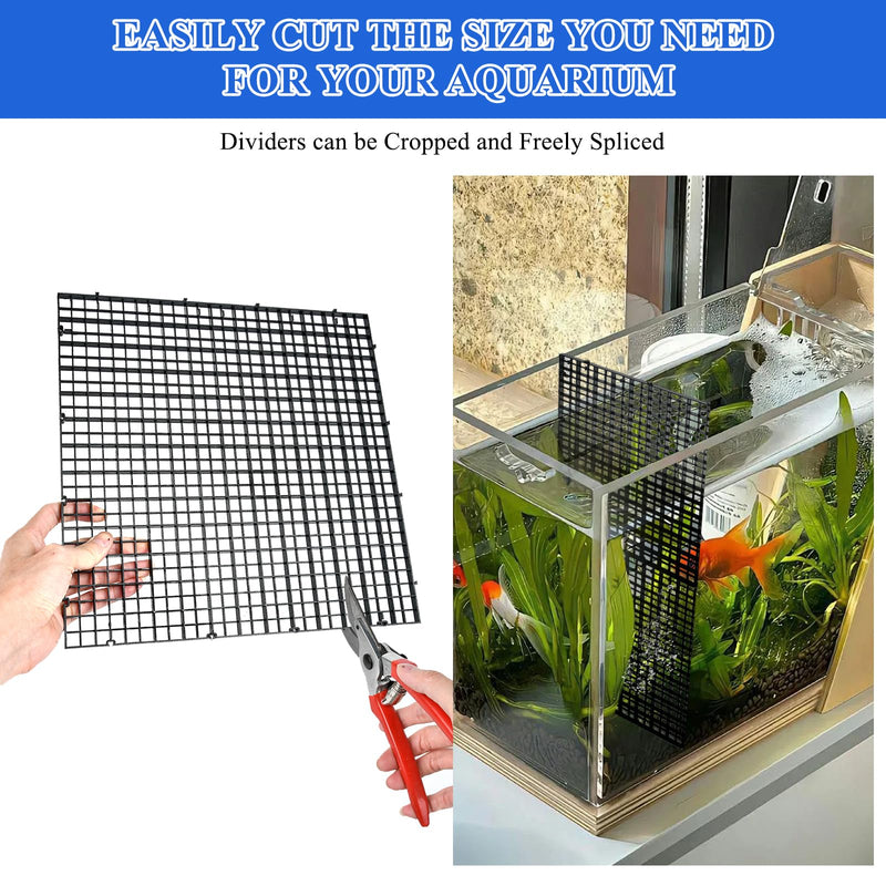 14pcs Aquarium Fish Tank Divider, Plastic Grate Isolation Board Partition, Black Aquarium Filter Bottom Tray Egg Crate Light Diffuser Grid Panel - PawsPlanet Australia