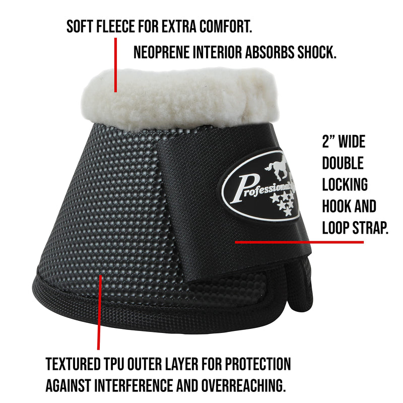 Professional's Choice All-Purpose Bell Boots for Horses | Sold in Pairs X-Large With Fleece Black