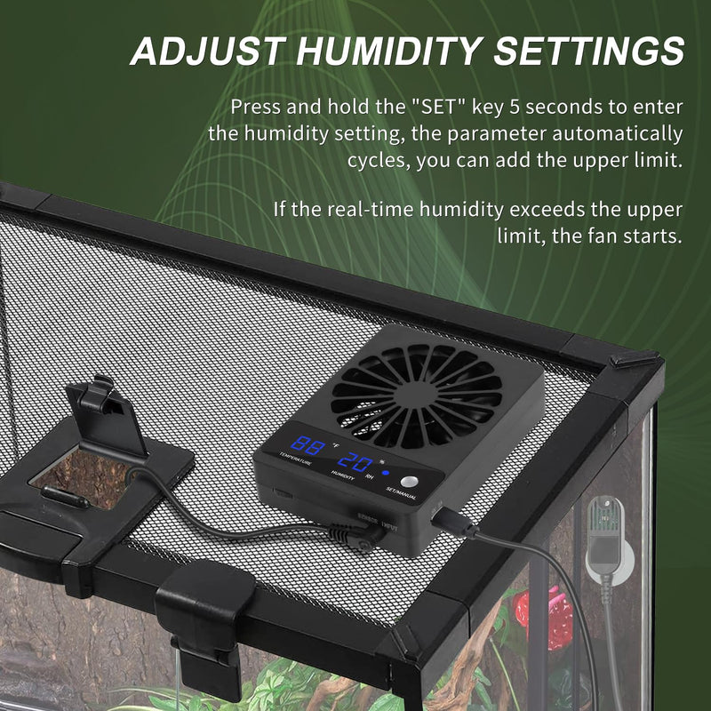 Speed Adjustable Ventilation Fan for Reptile Enclosure, 2 Sets， Dehumidifier for Rainforest Terrarium Vivarium, Improving Air Circulation for Amphibians, Reptiles, and Snakes - PawsPlanet Australia