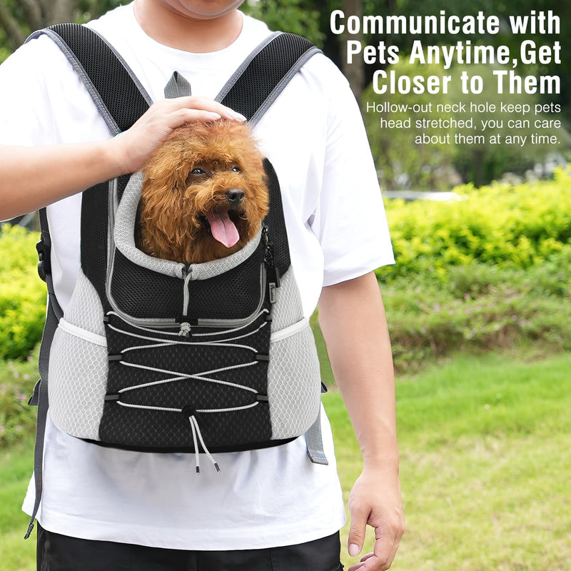 Pawaboo Pet Dog Carrier Backpack Large Size, Puppy Dog Travel Carrier Front Pack for Small Medium Dogs Cats, Adjustable Breathable Dog Carrying Backpack with Safety Strips for Travel Outdoors, Black L - PawsPlanet Australia