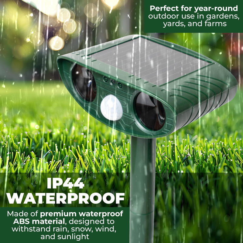 Upgraded Solar Ultrasonic Animal Repellent Outdoor (Pack 2pcs) - Cat Repellent Outdoor, Squirrel, Deer, Raccoon, Pest Repeller - Keep Skunk Away Motion Detection with Flash Light for Yard Garden Lawn 2 - PawsPlanet Australia