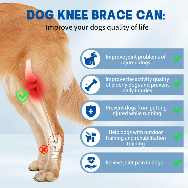 Knee Brace for Dogs,Adjustable Knee Brace for Torn ACL Hind Leg with Reflective Material,Keeps Joint Warm and Stabilizing Support,S.