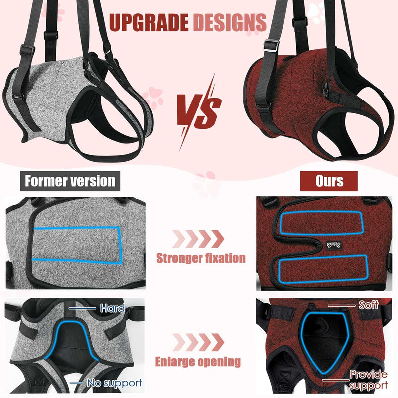 Eyein Adjustable Dog Lifting Harness - Comfortable Dog Sling Hip Support for Back Legs, Soft Hind Assistance Vest for Senior, Injured, Arthritic, Disabled and Aid After Acl Surgery(Red,XL) XL Red