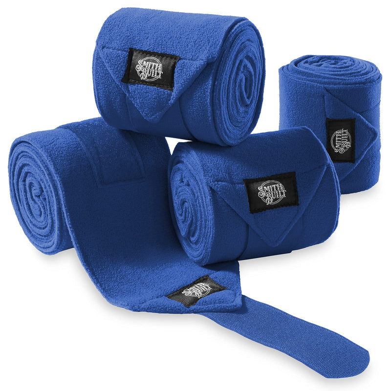 SmithBuilt Equine Fleece Polo Wraps, Blue - (Set of 4) Horse Leg Bandages Royal Blue