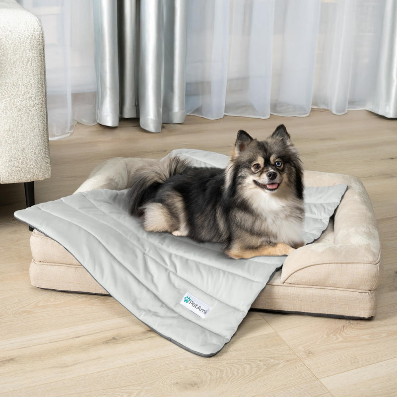 PetAmi Cooling Mat for Dog, Premium Pet Cooling Blanket for Crate Kennel, Indoor Cat Cool Sleeping Pad, Q-MAX Cold Sofa Couch Cover for Summer, Gray/Light Grey, Small (24x32) Small (24x32) - PawsPlanet Australia
