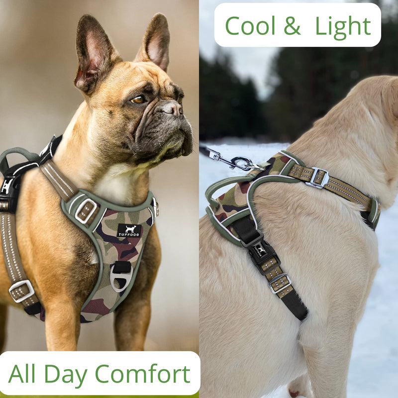 Easy-Fit Dog Harness Small - Fast Release Neck Clip, Premium Padded Reflective No Pull Harness with Control Handle, Adjustable Step-in Dog Vest Plus Free Matching Lead (S, Jungle Camo) - PawsPlanet Australia