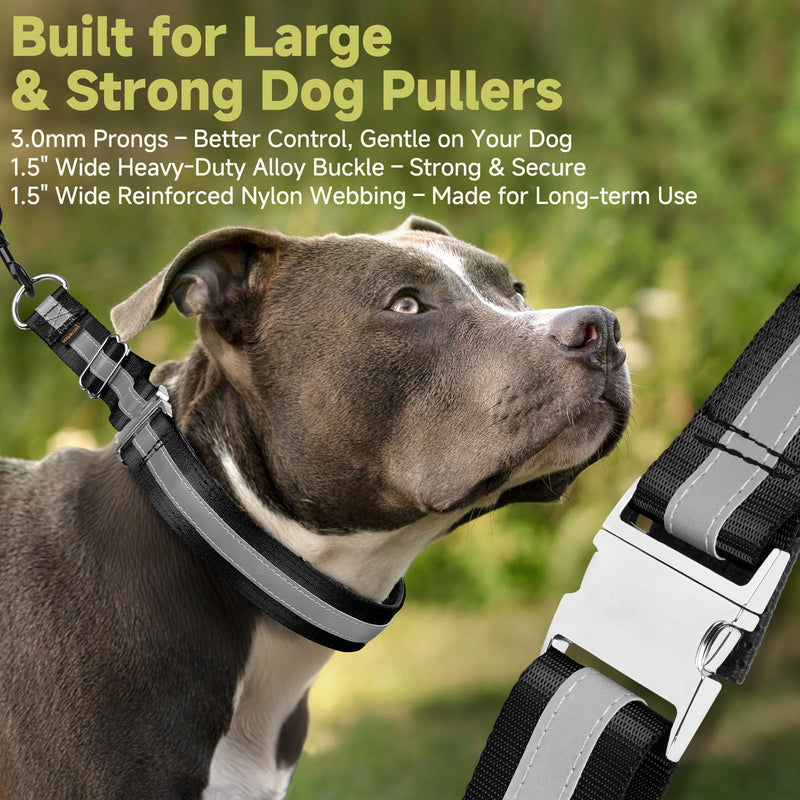 Mayerzon Martingale No Pull Collar for Large Medium Dogs, Patented Dog Walking Training Collar for Pulling, 1.5'' Wide Alloy Buckle, Neoprene Padded, Adjustable, Reflective, Easy to Use(M, Black) Medium,3mm,15.75''-18.75''Neck - PawsPlanet Australia