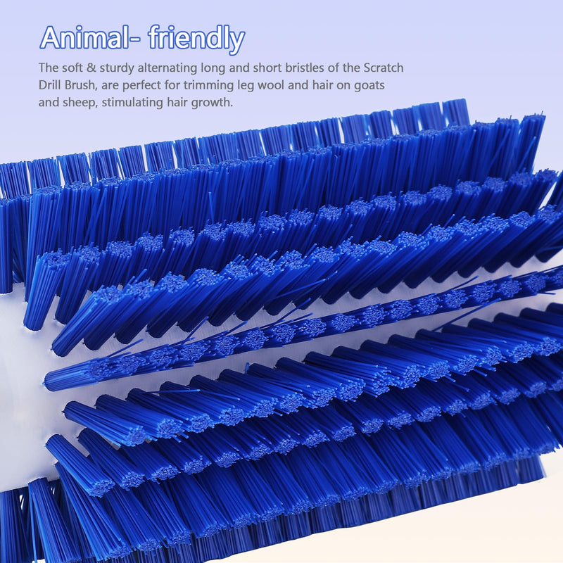 Livestock Scratching Mini Roto Drill Brush Attachment For Cow Goat Pig Dog Horse Grooming, 28cm Large Size, Remove Harmful Parasites/Dead Skin/Shedding Hair, Relieve Itching, 5/18inches Shank Blue 11in - PawsPlanet Australia