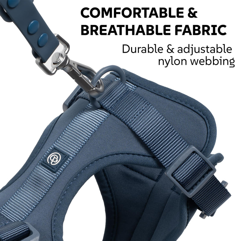 Dog Harness, Collar & Leash Set – Adjustable No Pull Harness with 3 Leash Clips, Waterproof Matching Collar & Leash, Breathable Comfort (Blue, Small) Blue - PawsPlanet Australia