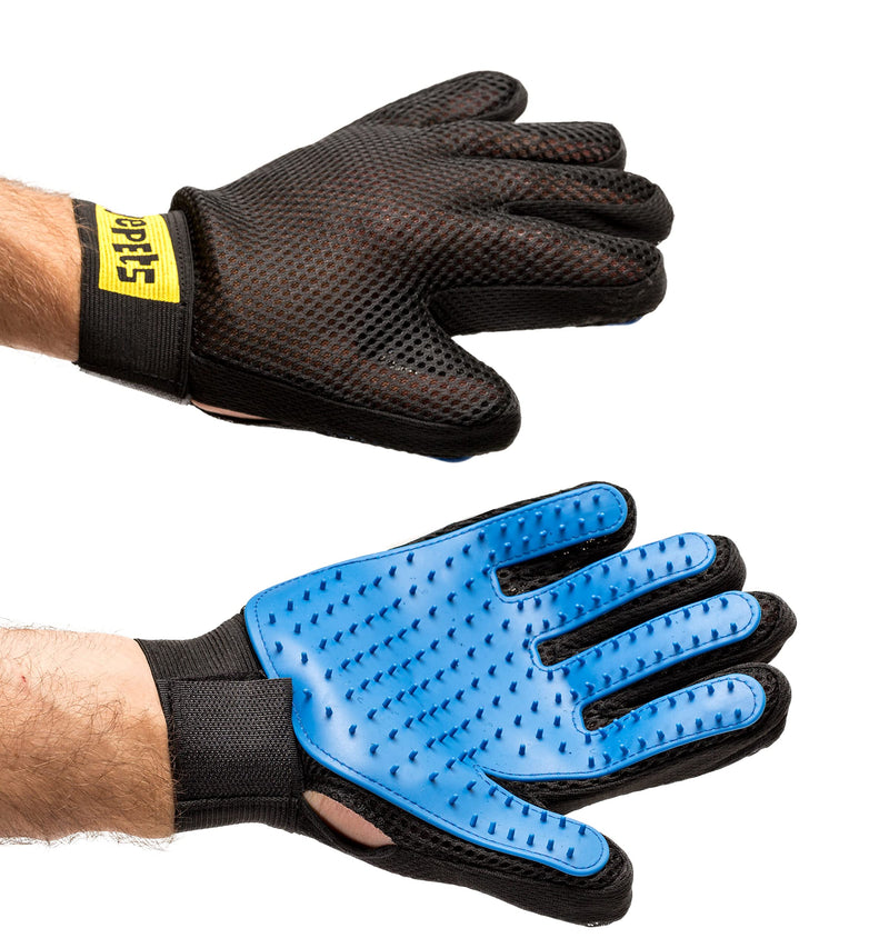 PAIR of Low-Cost Pet Grooming Gloves - Superior Care for Your Furry Friends. Ideal for Grooming, Deshedding, Bathing & Massaging Your Dogs & Cats with Long/Short/Curly Fur - Blue - PawsPlanet Australia