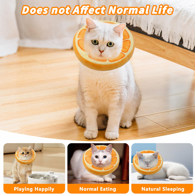 Soft Cat Cone Collar, Cute Cat Recovery Collar Suitable for Small, Medium, Large Cats,Elizabethan Neck Collar for Cats After Surgery (Orange, Small) Orange