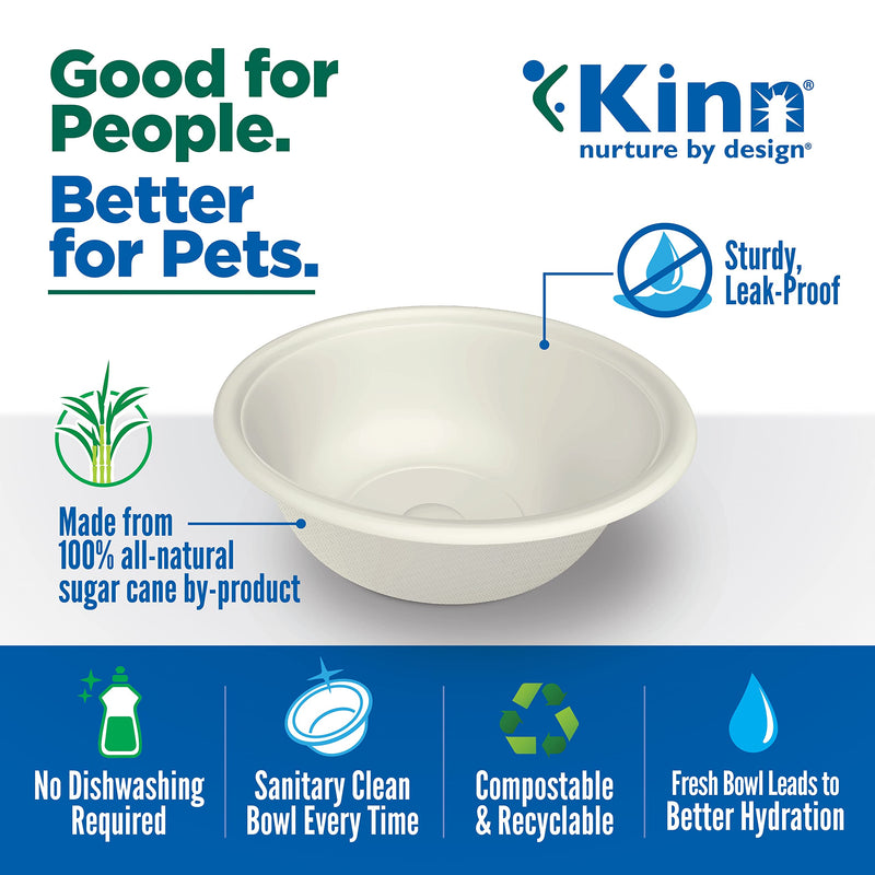 Kinn Whisker Fatigue Cat Bowl Compostable & Disposable for Food or Water, 24oz (50 Refills), Whisker Friendly Cat Dish for Owners Needing Convenience and Cleanliness in a Pet Saucer 24oz (50 Refills) - PawsPlanet Australia