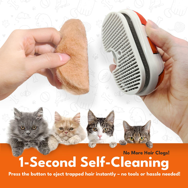 Cat Steam Brush for Shedding – 3-in-1 Grooming Tool with Mist Spray, Anti-Static, USB Rechargeable – One-Click Clean Brush for Cats and Dogs of All Fur Types - PawsPlanet Australia