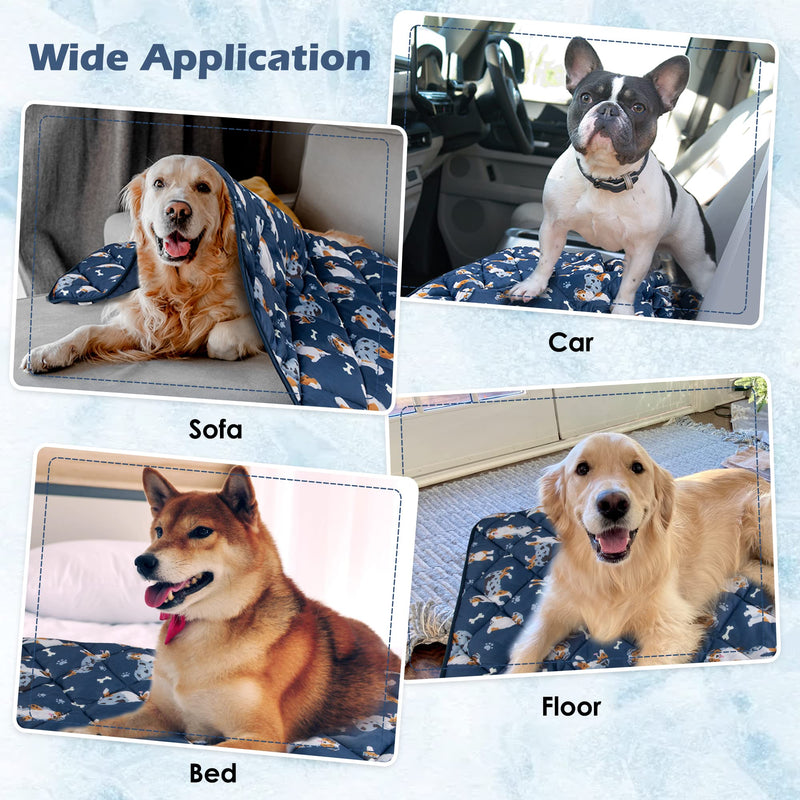 Dog Cooling Mat, Premium Lightweight Pet Cooling Blanket Bed Cover for Dogs, Cat, Puppies | Ice Silk Cool Pad for Dogs Furniture Protector | Machine Washable Pet Blanket, 40''x55'' Large Blue - PawsPlanet Australia