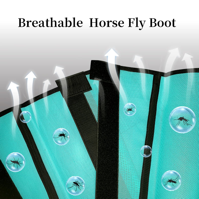 Horse Fly Boots, Breathable Mesh Fly Boots for Horses Set of 4 Reduce Stomping & Foot Fatique Pet Supplies (Mint, Middle) 4Pack-Mint-Msize