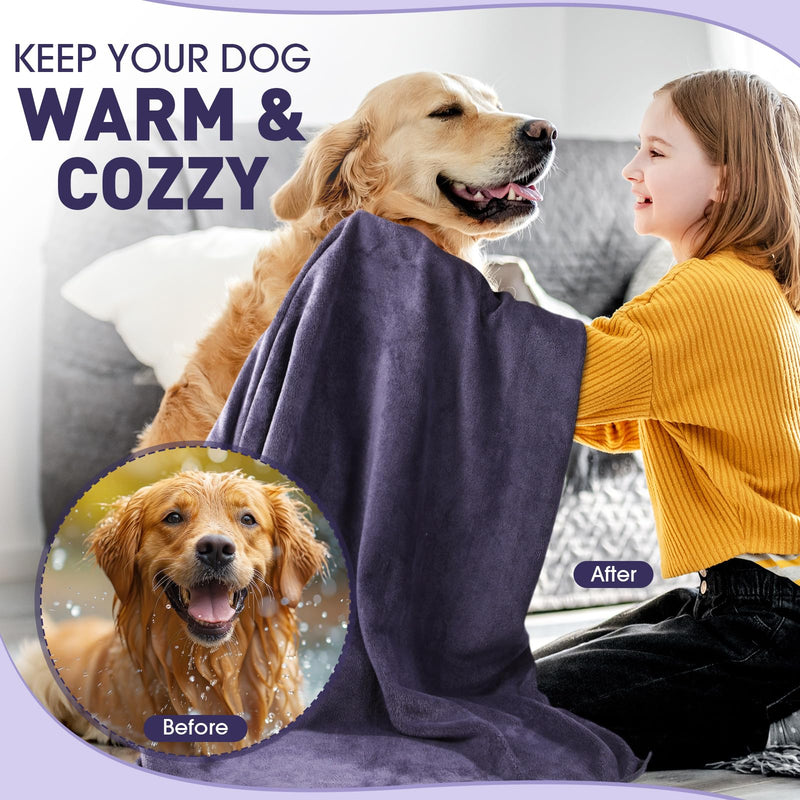 71 x 31.5'' Extra Large Dog Towels for Drying Dogs Large Absorbent Soft Microfiber Pet Grooming Towel Bath Towel for Large Dogs Dog Bath Supplies for Large Dogs, Grey - PawsPlanet Australia