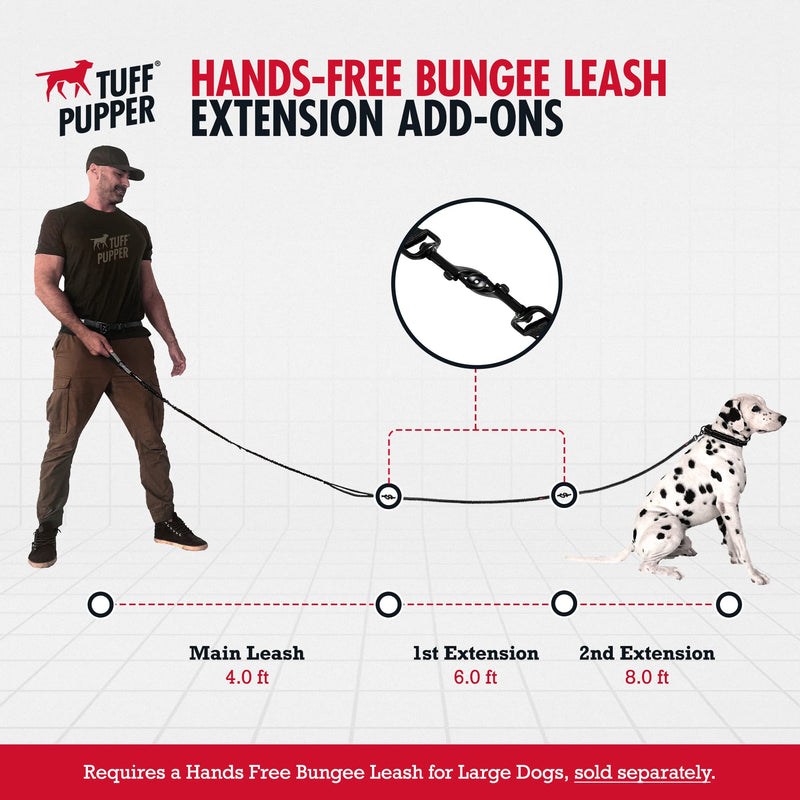 Tuff Pupper Heavy Duty Hands Free Dog Leash | One Large Dog Up to 125 lbs | Comfortable Shock Absorbing Bungee | Reflective Padded Handles | Lumbar Waist Belt 26-38" | Walking Jogging Running Leash One - Large Dog (45-125 pounds)