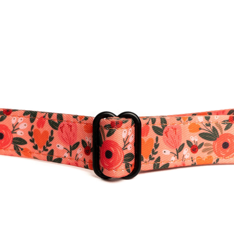 Lucy & Co. Posy Pink Dog Collar - Durable Lightweight Designer Collar for Pets - Adjustable Metal Safety Buckle - Coral Pink Floral - Medium - PawsPlanet Australia