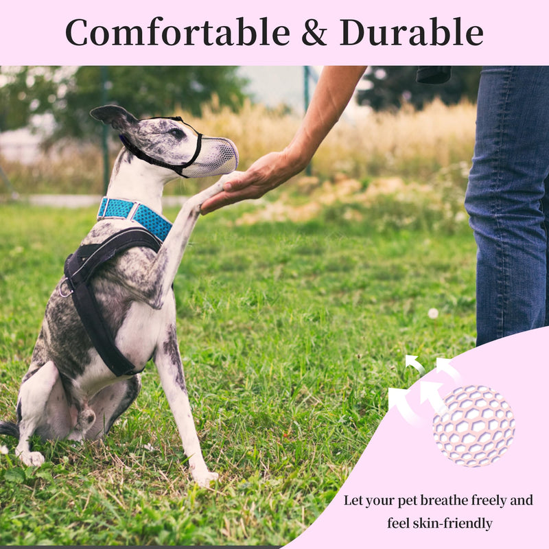 Dog Muzzle, Breathable Soft for Extra Small Dogs to Anti & Prevent Barking Biting Chewing, Reflective & Adjustable Basket Muzzle with Air Mesh for Dachshund Pink XS - PawsPlanet Australia