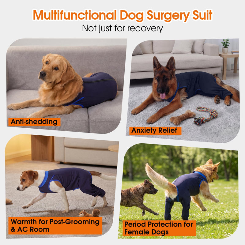 Dog Recovery Suit for Rear Legs,Dog Pants to Prevent Licking,Sleeve for Dogs Rear Legs Abdomen,Dogs Leg Sleeve to Stop Licking,Doggy Onesie for Surgery Female Male,Pet Cone Alternative 3XL Navy Blue