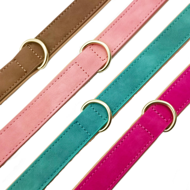 Leather Dog Collar for Small Medium Large Dogs, Soft Padded Dog Leather Collar with Heavy Duty Gold Buckle, Durable & Comfortable for Large Dogs Daily Walking (Pink, L) L:Neck 15-20.5’’, Width 1.0’’ Pink - PawsPlanet Australia