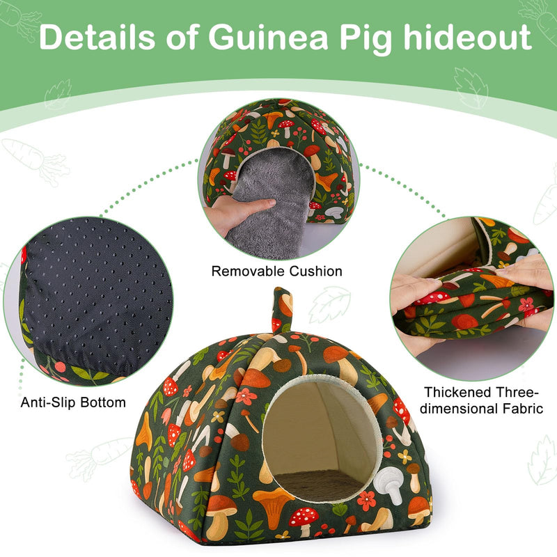 Guinea Pig Hideout, Bienbee Rabbit Bed with Guinea PigTunnel, 2 Pack Guinea Pig Toys Set Guinea Pig House Rabbit Hideout guinea pig accessories for Hamster, ferret, Rabbit, Bunny, Small Animal in Cage Black Mushroon - PawsPlanet Australia