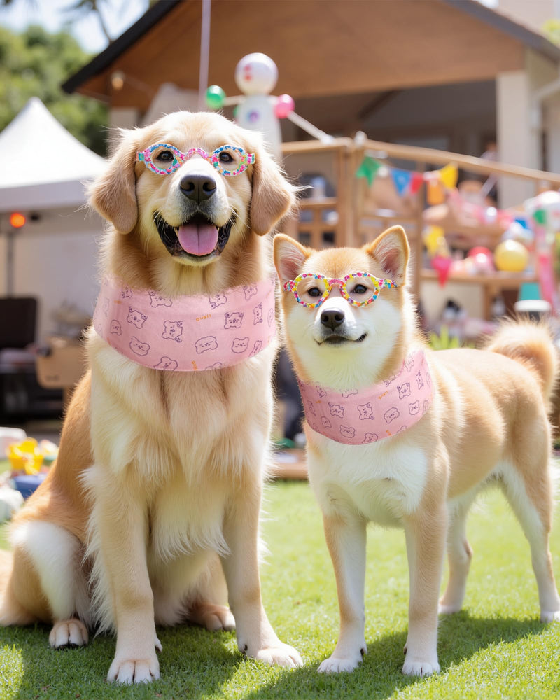 Hosiwei Dog Cooling Collar with Ice Packs - Adjustable Pet Cooling Bandana for Summer, Reusable & Freezable Neck Wrap Scarf for Dogs - Hot Weather Chill Out Accessory Pink Bear Medium