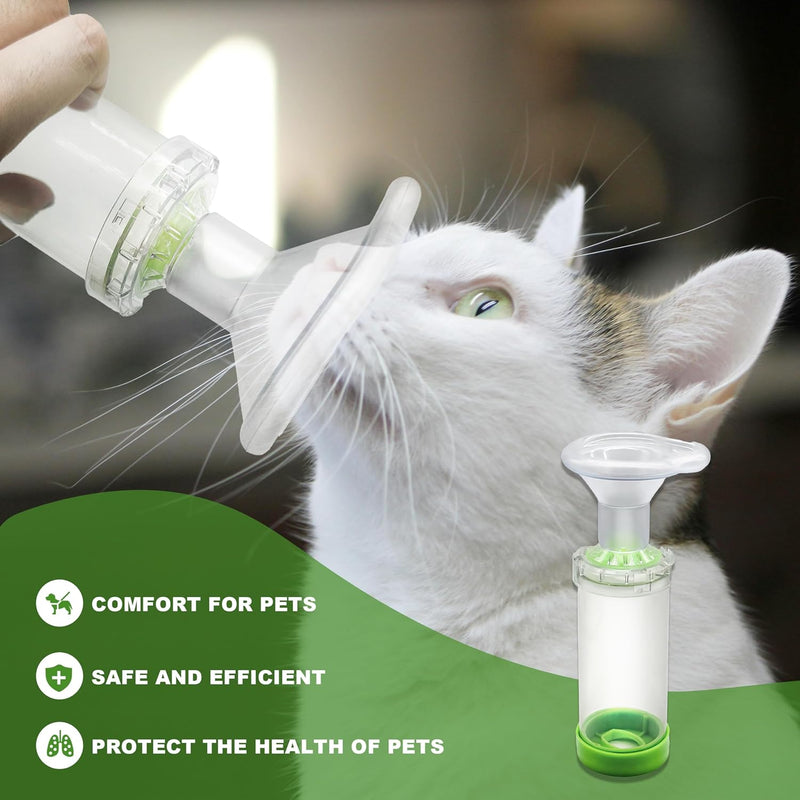 Portable Cat Inhaler Spacer with 2 Silicone Masks - Nebulizer for Feline Breathing Problems - Drug Delivery Solution for Easy Medication Administration - Cat Inhaler & Nebulizer (Green) - PawsPlanet Australia