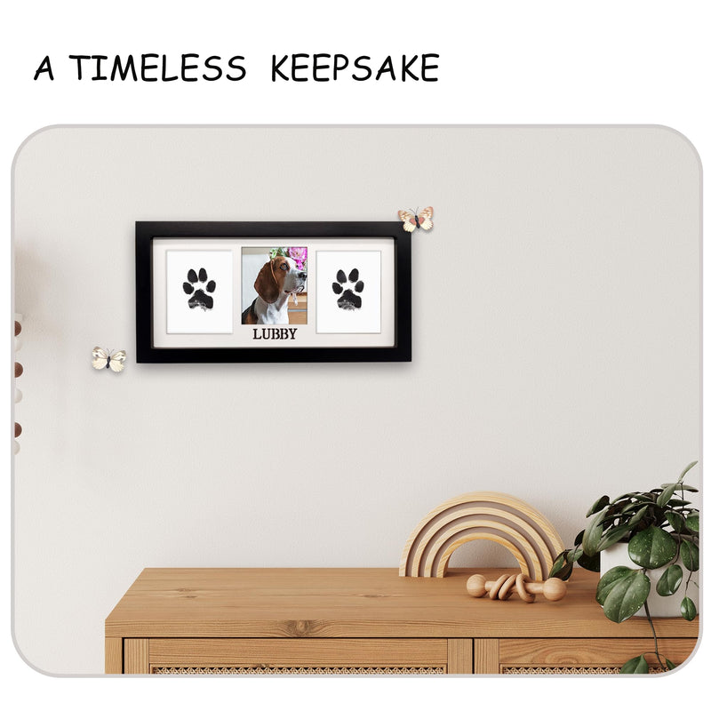 Paw Print Frame & Ink Pads Kit,Dog or Cat Paw Print Kit,2 No Mess Ink Pads for Pets,Paw Print Stamp Pad for Dogs,Wooden Pet Memorial Frame,Personalized Pet Paw Print Gifts Medium-Black - PawsPlanet Australia