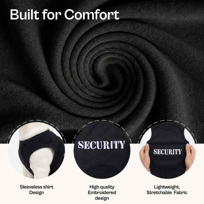 Parisian Pet Dog Shirt – 100% Cotton Shirts for Large Dogs – Black Sleeveless Pet Clothes – Lightweight Dog Security Shirt – Breathable Dogs Clothes - Stretchy Puppy T Shirts 4X-Large - PawsPlanet Australia
