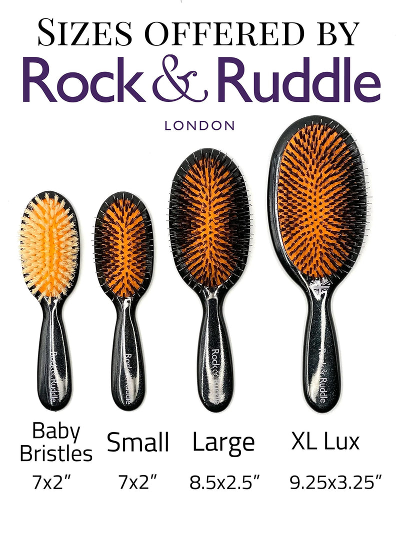 Rock & Ruddle Natural Mixed Boar Bristle Hair Brush for Women and Kids (Small/Travel Size, 17.5cm) - Perfect for Wet or Dry Hair, Detangling Smoothing Blowdrying - Made in UK - Leopard Print Design Brown