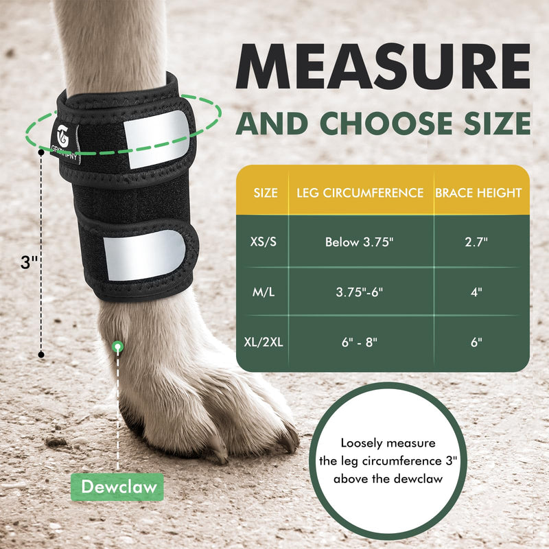 Pair of Dog Leg Braces for Front Hock Joint, Dog Front Leg Wrist Brace with Metal Spring Inserts, Dog Leg Sleeve with Reflective Straps, Prevents Injuries and Sprains, XS/S - PawsPlanet Australia