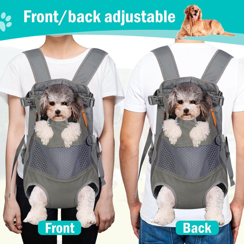 Dog Carrier Backpack - Legs Out Front - Facing Pet Carrier Backpack for Small Medium Large Dogs, Airline Approved Handsa - Canvas Mesh Free Cat Travel Bag Grey New - PawsPlanet Australia