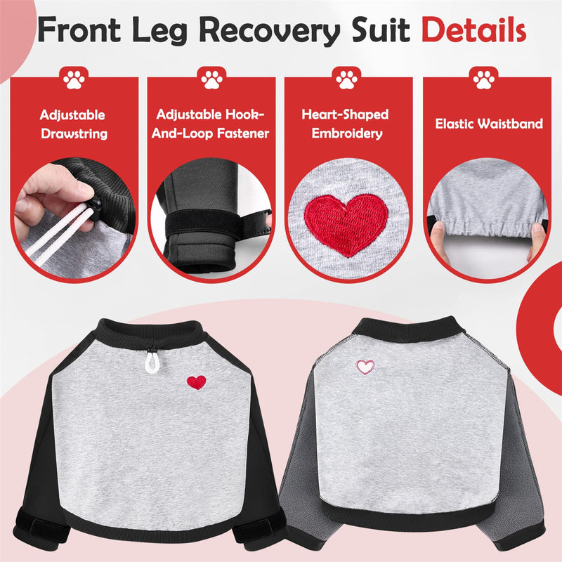 SlowTon Dog Recovery Suit - Padded Elbow Protector, Dog Leg Sleeve to Stop Licking & Protect Wounds After Surgery, Breathable Pet Long Sleeve Shirt Front Leg Protection Cone Alternative (Black,3XL) 3X-Large Black