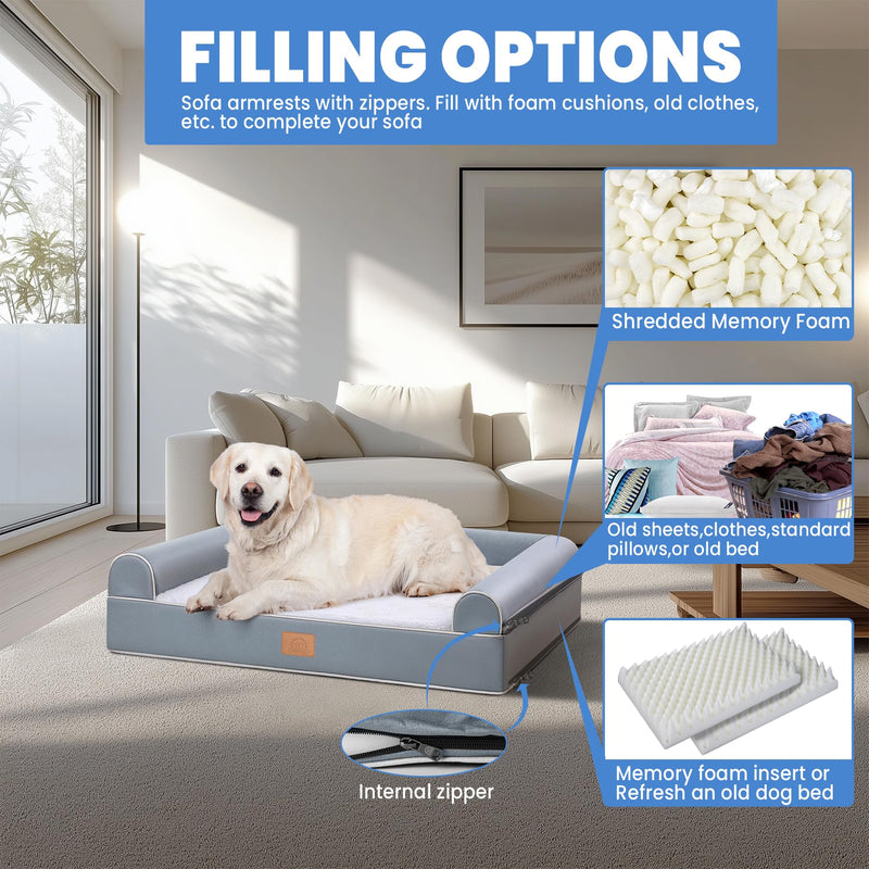 Sunheir Extra Large Washable Waterproof Replacement Dog Sofa Bed Cover, Soft Plush Sofa Protector, Easy to Clean Pet Furniture Cover, 44x30x7 Inches, Grey 44.0"L x 30.0"W x 7"Th - PawsPlanet Australia