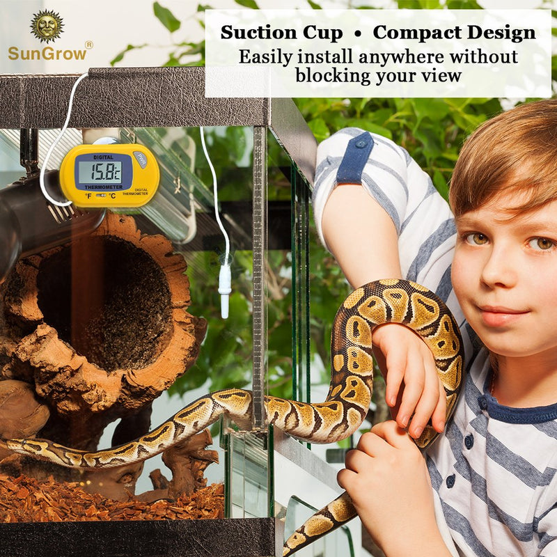 SunGrow Reptile Digital Thermometer, Waterproof Sensor Probe Monitors Temperature Accurately, Includes Replaceable Batteries, Easy to Read Display - PawsPlanet Australia
