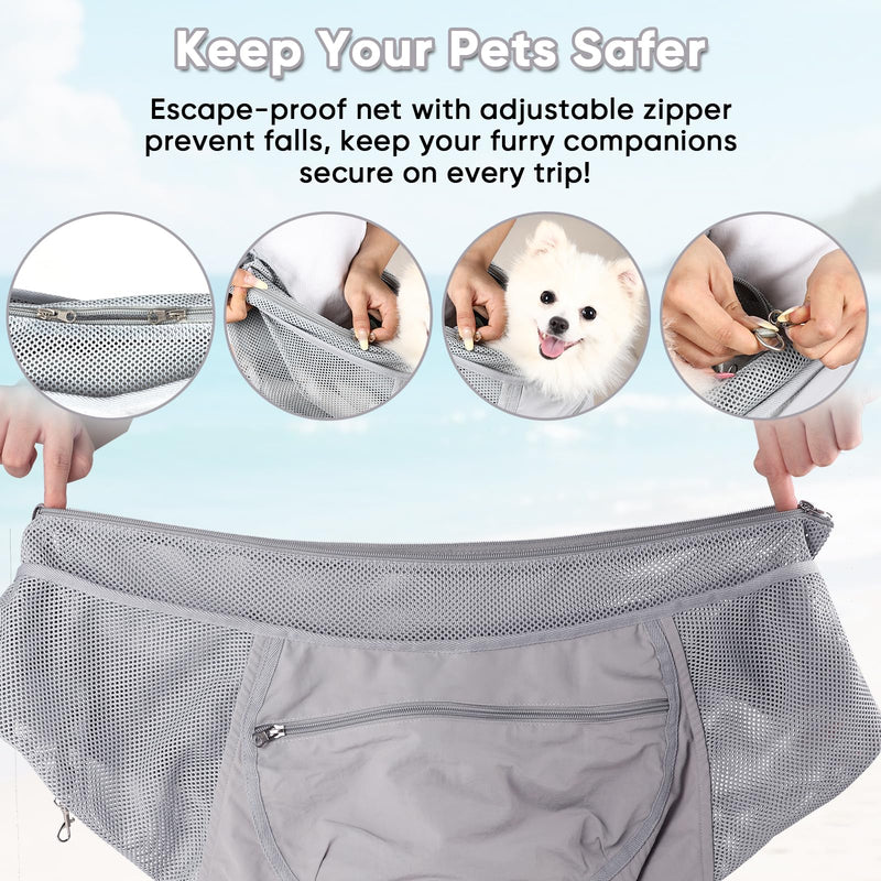 NATUYA Small Dog Sling Carrier - Lightweight & Cozy Breathable Mesh Pet Purse for Puppy Under 15 lbs - Zipper Pocket, Adjustable Strap for Hands-Free Travel Hiking Doggy Bag - PawsPlanet Australia