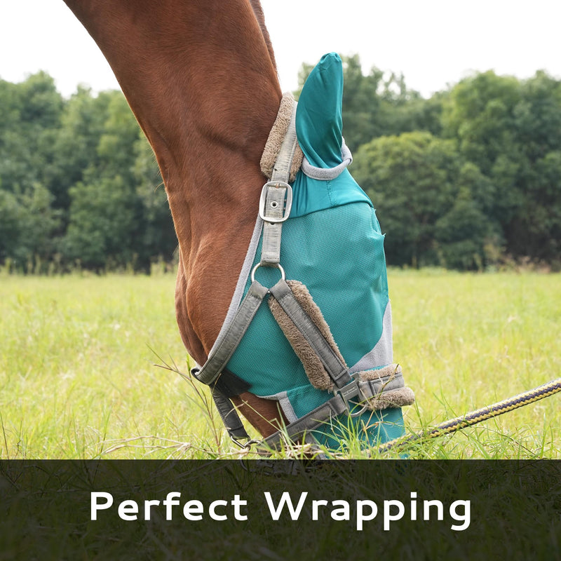 Horse Fly Mask with Ears - UV Protection, Breathable Mesh, Soft Edging for Comfort, Adjustable Fit for Horses & Ponies - Stops Flies, Bugs & Sun Bleaching, Size L