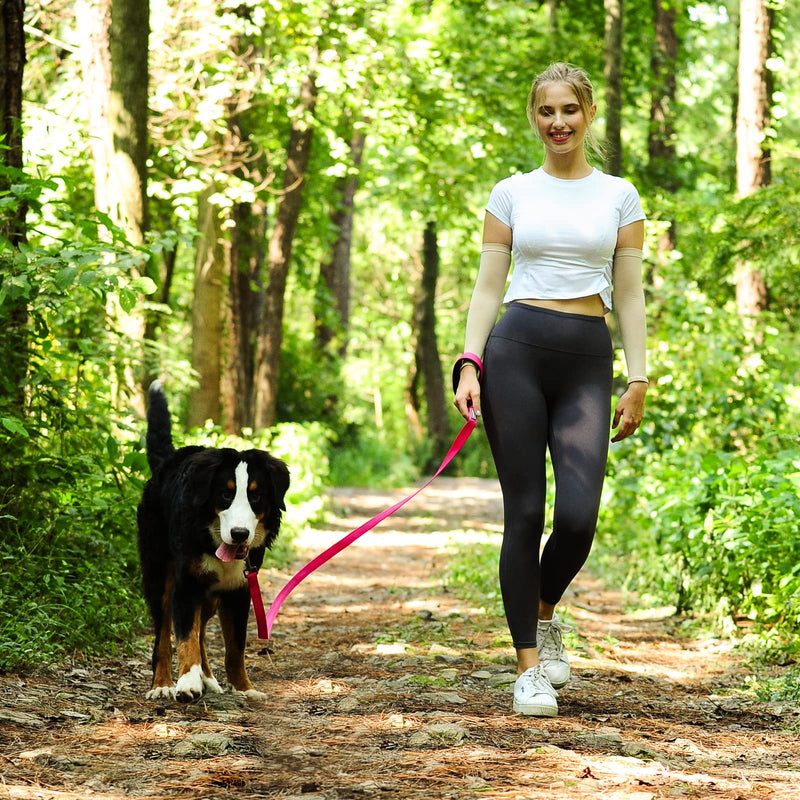 VIVAGLORY Dog Leash Dailyx Pet Leash with Soft Padded Handle for Training & Walking, Heavy Duty & Double Layer Nylon for Pet Puppy, 4ft x 1in, Pink Leash (4 ft. x 1 in.)