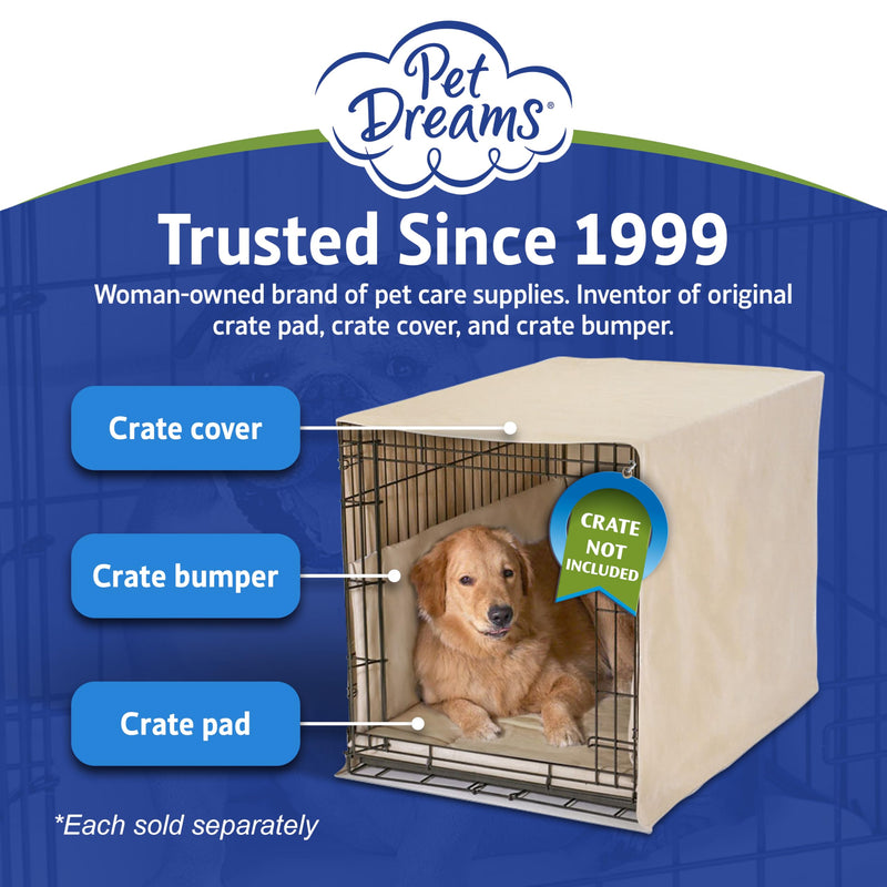 Pet Dreams Dog Crate Cover – Small to Extra Large Dog Kennel Covers, Breathable Single Door Soft Cage Covers for Dog Crates, Great for Dog Crate Training (Ivory, 30 inches) Ivory Open Front 30.0"L x 19.0"W x 21.0"H - PawsPlanet Australia