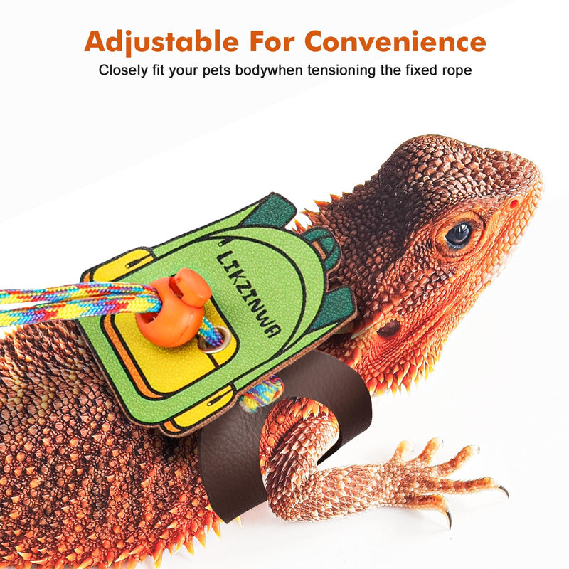 LIKZINWA Bearded Dragon Lizard Leash Harness,4 Size Pack Adjustable Small Animal Harness for Reptile and Small pet (Schoolbag) Schoolbag - PawsPlanet Australia