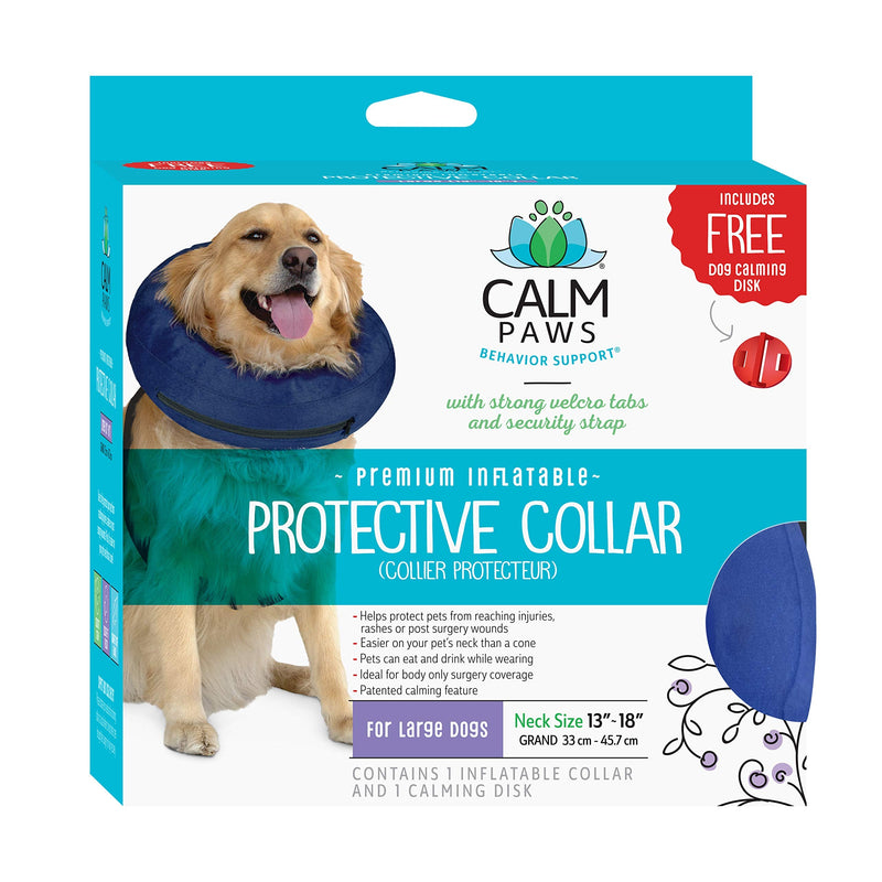 Protective Inflatable Collar Large w/Dog Calming Disc - PawsPlanet Australia